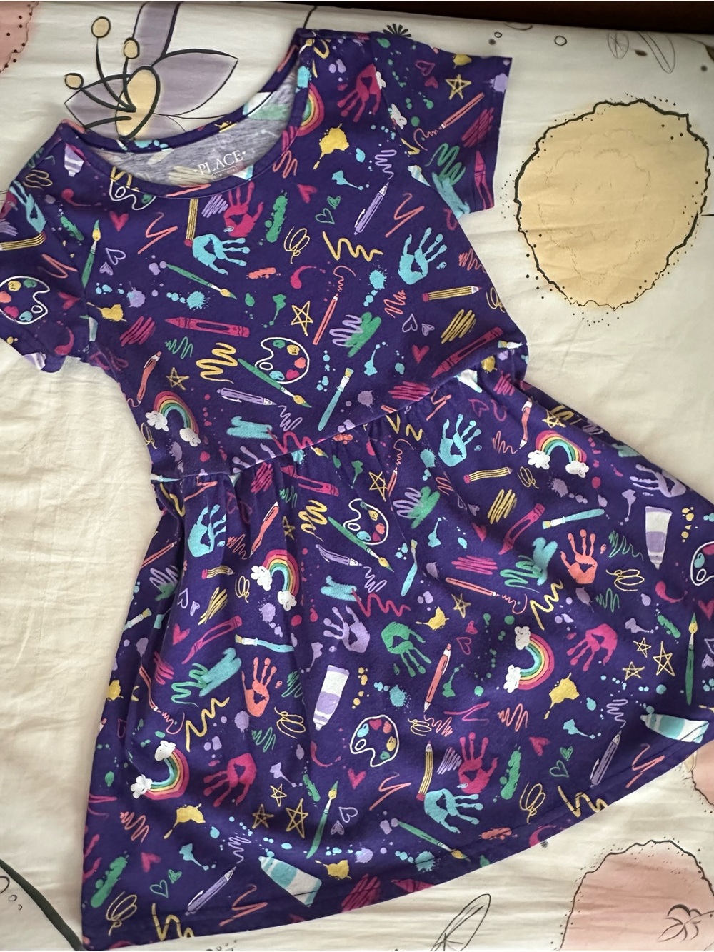 Place Purple Paint & Handprint Art Girls' Dress